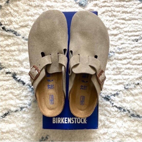 Birkenstock Taupe Suede Slip-On Clogs - Picture 1 of 3